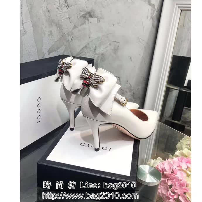 GUCCI古馳 18早春系列 代購品質 RMB古典美學皮革蝴蝶結 中跟單鞋 QZS1398